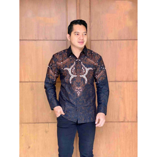 Andhara Premium Men's Long Sleeve Batik Shirt With Full Furing