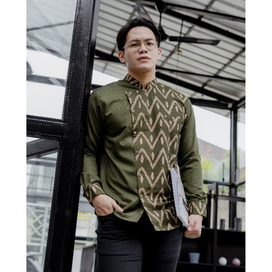 Men's Batik Shirt Kemas Army Stylish and Comfortable,Men Batik,Batik,Men Batik Skirt