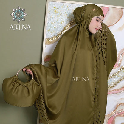 2in1 Adult Mukena Luxurious Lasercut Alluna Monogram Muslim Prayer Dress