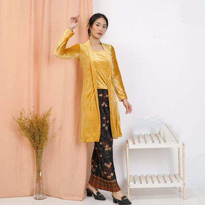 Bludru Kutubaru Tunik Set Batik Plisket Skirt Set Elegant Kebaya