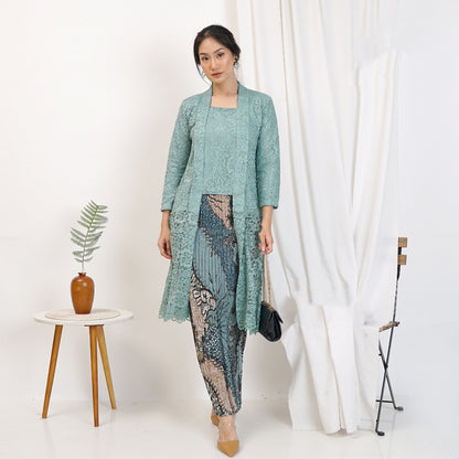 Elegant Brukat Kutubaru Tunic Plisket Batik Skirt Set Modern Kebaya