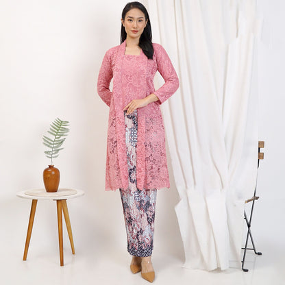 Elegant Brukat Kutubaru Tunic Plisket Batik Skirt Set Modern Kebaya