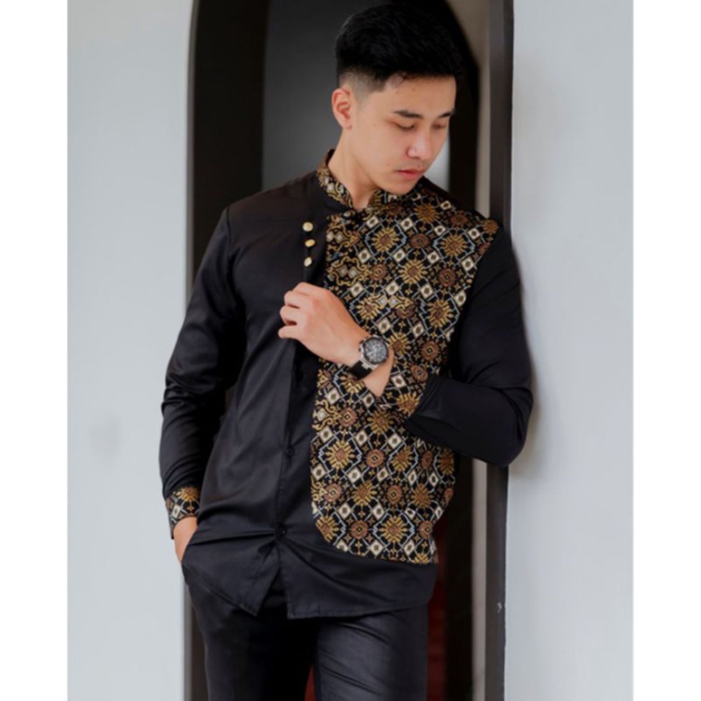 Pangeran Black Batik Shirt Classic Black with Traditional Patterns