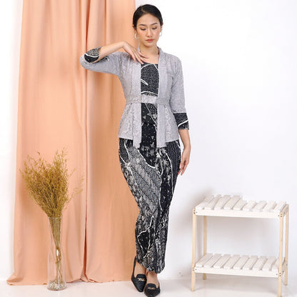 Stunning Elnira Lace Modern Graduation Kebaya Set Batik Pleated Skirt