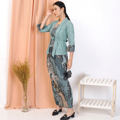 Stunning Elnira Lace Modern Graduation Kebaya Set Batik Pleated Skirt