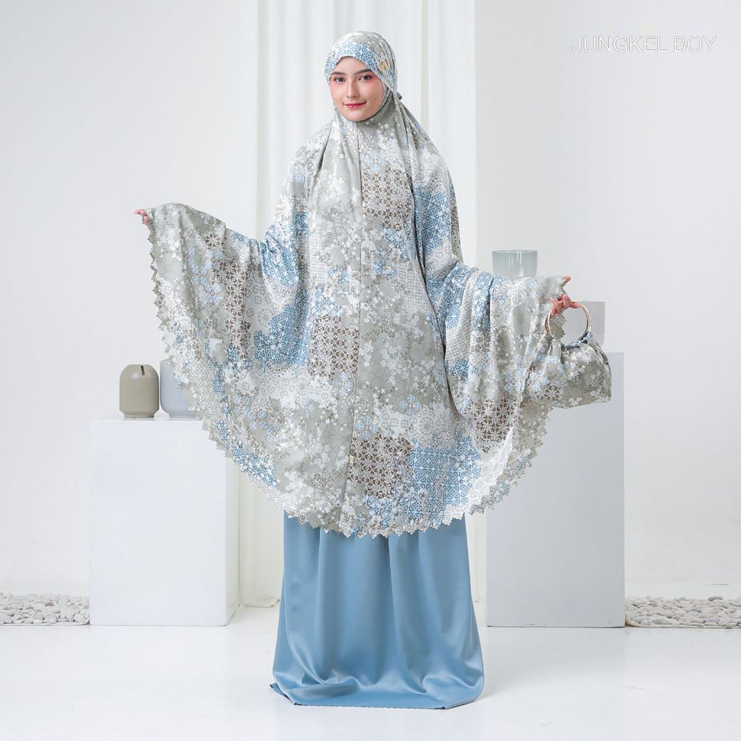 Adult Mukena Motif 3in1 Silk Premium Nazla Luxury Bag Muslim Prayer Dress