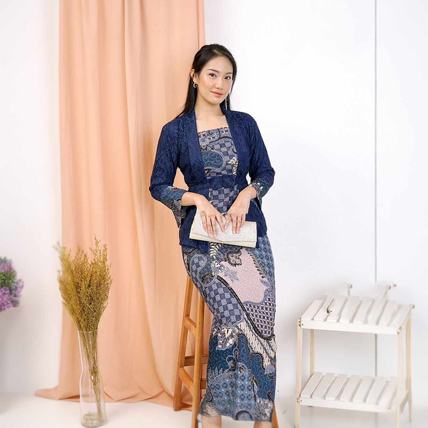 Contemporary Elnira Brocade Kebaya Set Latest Batik Patterned Skirt And Blouse