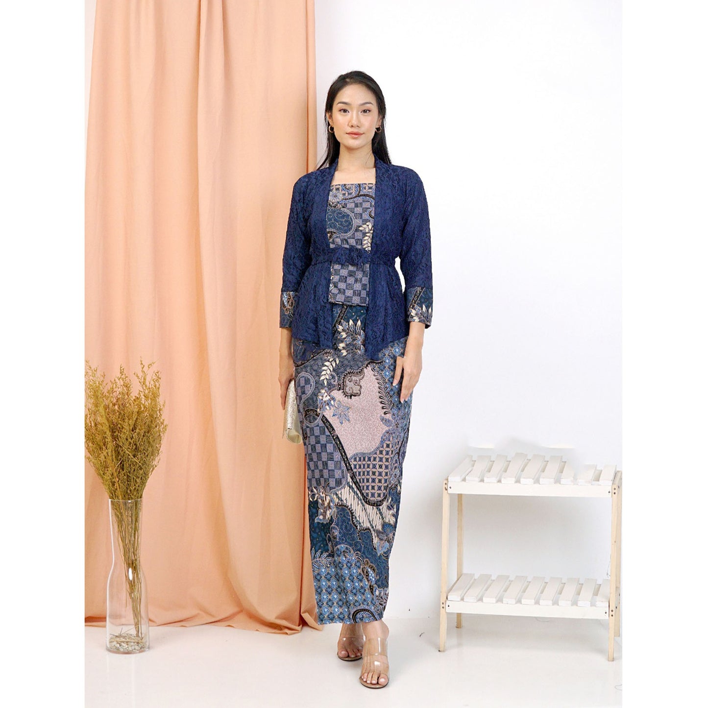 Contemporary Elnira Brocade Kebaya Set Latest Batik Patterned Skirt And Blouse