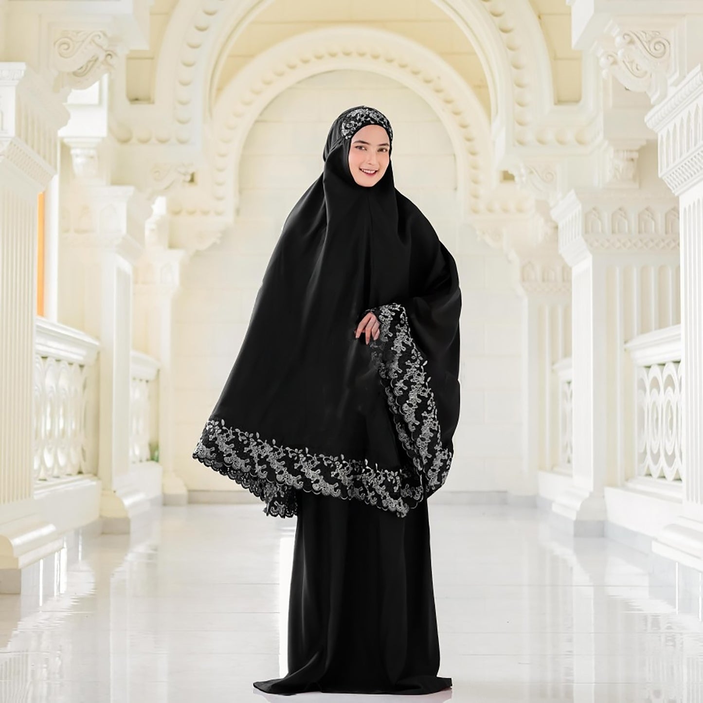 Dionisia Floraleena Khadijah Eleganz neu definiert in islamischer Mode, Gebetsset für Frauen, Gebetskleid, Mukena, Gebetsset