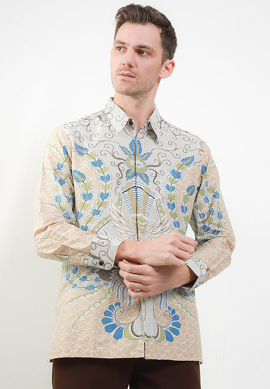 Tijdloze elegantie Arjuna Weda herenbatikoverhemd met modern patroon, herenbatik, batik, herenbatikoverhemd, herenbatikoverhemden