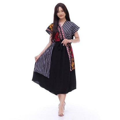 Alaia Kimono-Kleid Songket gewebtes Batik-modernes Kombinations-Midi-Bürouniform-Arbeitskleid