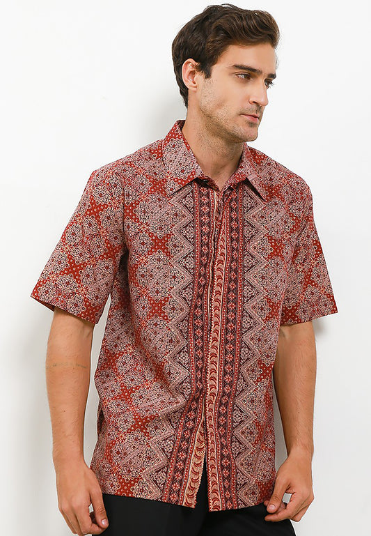 Stellar Elegance Adikusuma Batik-shirt voor heren met sterpatroon, Batik voor heren, Batik, Batik-shirt voor heren, Batik-shirts voor heren