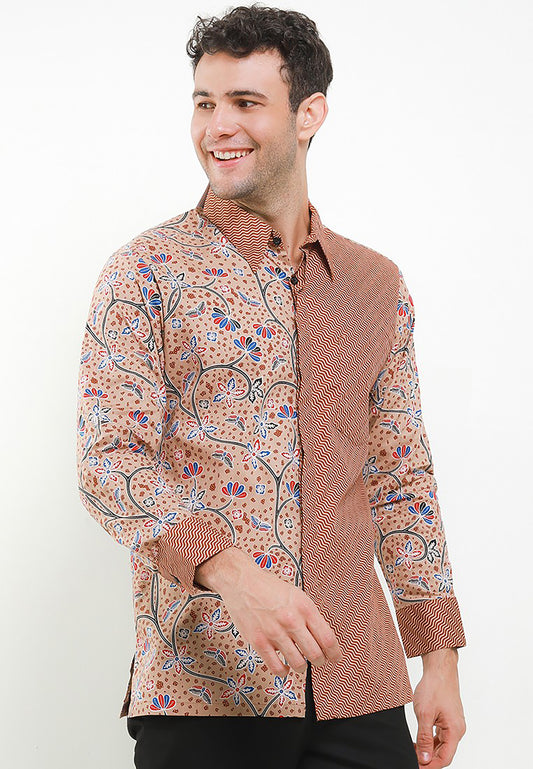 Arjuna Splendor Herren-Batik-Shirt mit majestätischem Bang-Biron-Muster, Herren-Batik, Batik, Herren-Batik-Shirt, Herren-Batik-Hemden