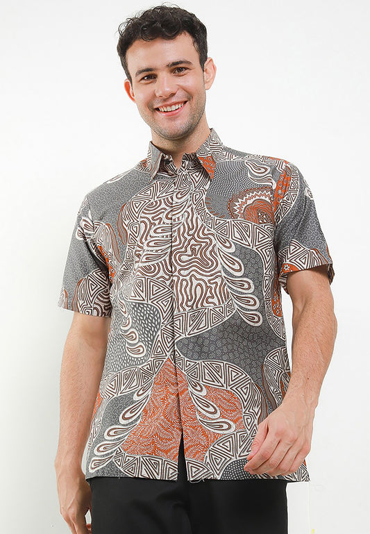 Aquatic Elegance Arjuna Weda Batik-Shirt für Männer mit Sejar Tetes Banyu-Muster, Männer Batik, Batik, Männer Batik-Shirt, Herren-Batik-Shirts