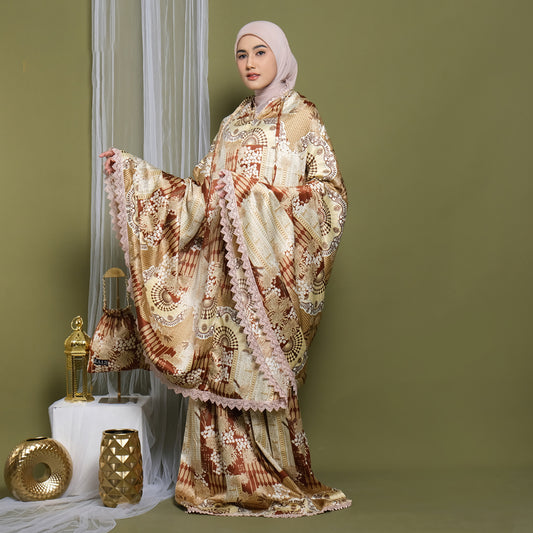 Zain Ameena Luxury Maxmara Silk Elevate Your Travel in Premium 2in1 Mukena for Adults, Prayer Dress, Mukena, Prayer Set, Prayer clothes