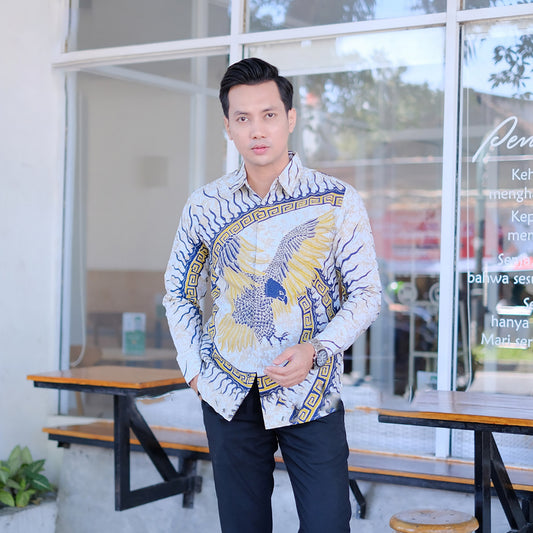 Biwara Elang Exquisite Long-Sleeved Men's Batik Shirts at Sendang Batik, Men Batik, Men Batik Shirt, Men Shirt