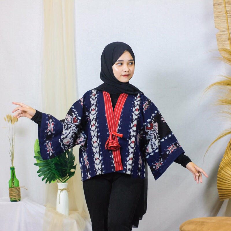Outer Crop Women Ethnic Kimono Woven Material