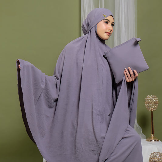 Exquisite Eleganz Premium Zain 3-in-1 Crinkle Airflow Gebetsset für Erwachsene, Gebetskleid, Mukena, Gebetsset, Gebetskleidung 