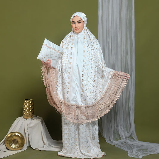 Zain Deluxe Adult Prayer Set Opulent Silk Elegance with Exquisite Embroidery, Prayer Dress, Mukena, Prayer Set, Prayer clothes