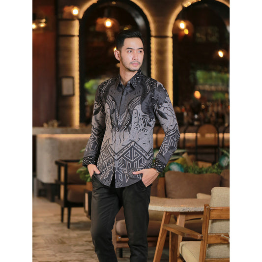 Timeless Elegance Nirwasita Long Sleeve Cotton Batik Shirt by Lakhsana Batik, Men Batik, Batik Shirt, Batik for Men