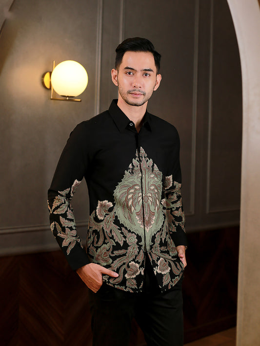 Radiant Elegance Gauri Premium Long-Sleeved Batik Shirt by Lakhsana Batik, Men Batik, Batik Shirt, Batik for Men