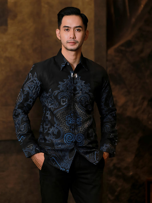 Abinawa II Exquisite Premium Long-Sleeve Batik Shirt by Lakhsana Batik, Men Batik, Batik Shirt, Batik for Men