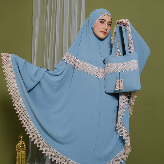 Zain Shanum 3in1 Crinkle Mukena Elegance Redefined in Versatile Style, Prayer Dress, Mukena, Prayer Set, Prayer clothes
