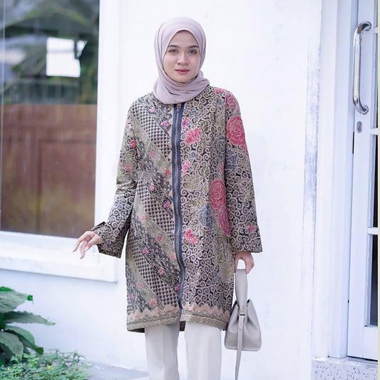 Regal Radiance Tunic Tiara in Premium Batik Ruhi, Women Blouse, Women Dress, Batik Dress, Batik Blouse, Blouse For Women