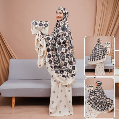 Timeless Elegance Al Hanan Mukena Batik Kinanti Ruffle Series, Prayer Dress, Mukena, Prayer Set, Prayer clothes