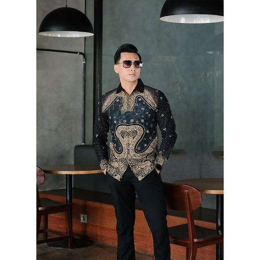 Maheswara Heritage Exquisite Long-Sleeve Dewabrata Batik Shirt, Men Batik, Batik Shirt, Batik for Men