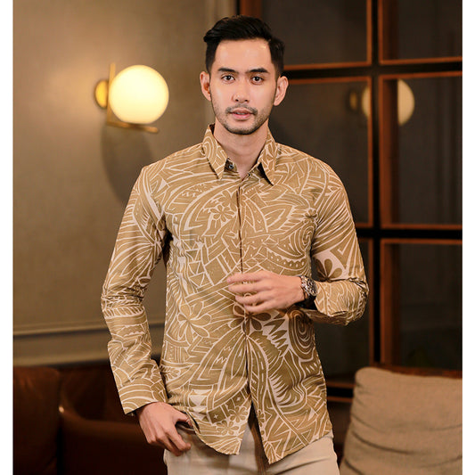 Mahesa Elegance Long Sleeve Cotton Batik Shirt by Lakhsana Batik, Men Batik, Batik Shirt, Batik for Men