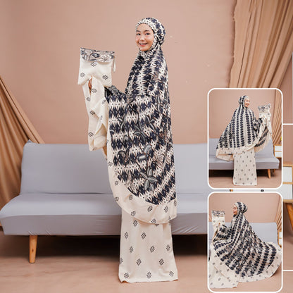 Timeless Elegance Al Hanan Mukena Batik Kinanti Ruffle Series, Prayer Dress, Mukena, Prayer Set, Prayer clothes