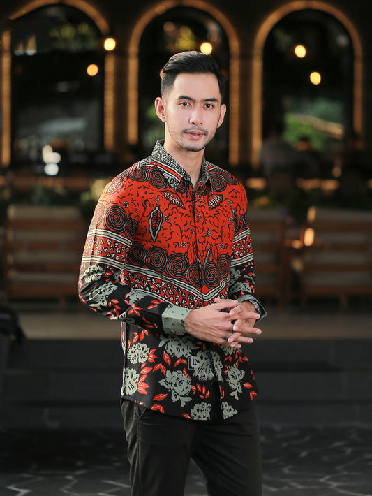 Heritage Elegance Nawasena Premium Long Sleeve Batik Shirt by Lakhsana Batik, Men Batik, Batik Shirt, Batik for Men