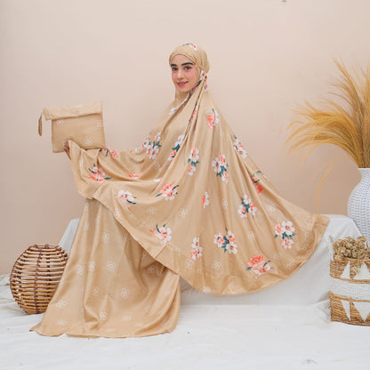 Elegance in Bloom Ajf Mukena Dewasa Hilda's Exquisite Flower Pattern, Prayer Dress, Mukena, Prayer Set, Prayer clothes