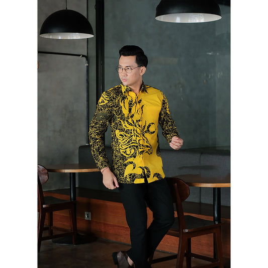 Dewabrata Batik Damara Elegantie in shirts met lange mouwen, herenbatik, batikshirt, batik voor heren 