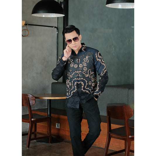 Ranamaya Langarm-Batik-Shirt, exquisite Dewabrata-Kollektion, Herren-Batik, Batik-Shirt, Batik für Herren 