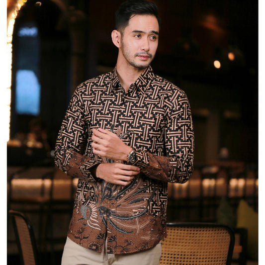 Rahardian Exquisite Long-Sleeved Cotton Batik Shirt by Lakhsana Batik, Men Batik, Batik Shirt, Batik for Men