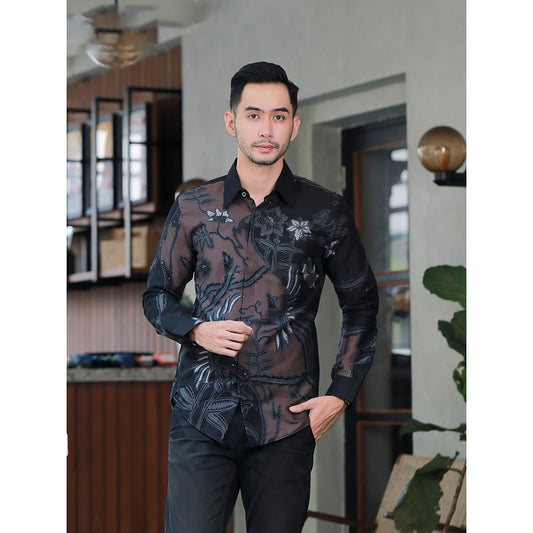 Enchanting Elegance Dewangga II Long Sleeved Batik Shirt by Lakhsana Batik, Men Batik, Batik Shirt, Batik for Men