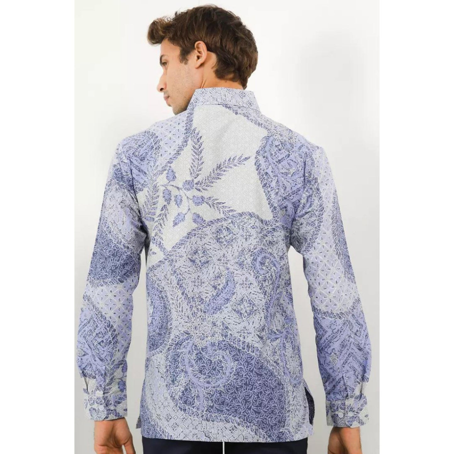 Krisna Batik Aldric Blue Elegance Woven in Cotton A Timeless Expression of Artistry, Men Batik, Men Batik Shirt, Men Shirt