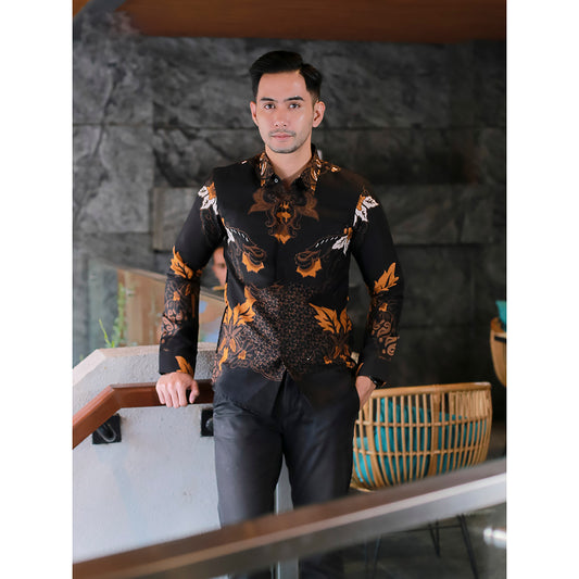 Timeless Elegance Dharma Long-Sleeve Batik Shirt by Lakhsana Batik, Men Batik, Batik Shirt, Batik for Men