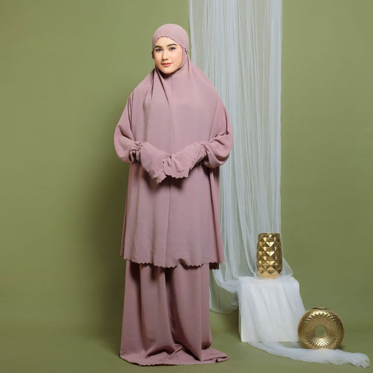 Crinkel Elegance Zain's Exquisite Adult Umrah Prayer Ensemble, Prayer Dress, Mukena, Prayer Set, Prayer clothes