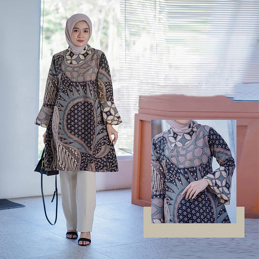 Royal Essence Aisya Premium Batik Trikot Tunics, Women Blouse, Women Dress, Batik Dress, Batik Blouse, Blouse For Women