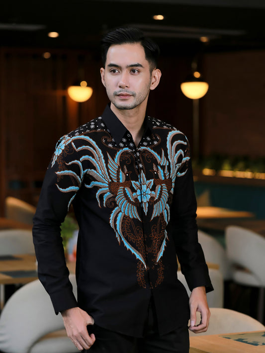 Yudha Exquisite Premium Batik Shirt met lange mouwen van Lakhsana Batik, Mannen Batik, Batik Shirt, Batik voor mannen 