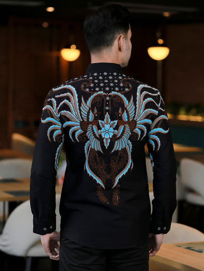 Yudha Exquisite Premium Langarm Batik Shirt von Lakhsana Batik, Herren Batik, Batik Shirt, Batik für Männer 