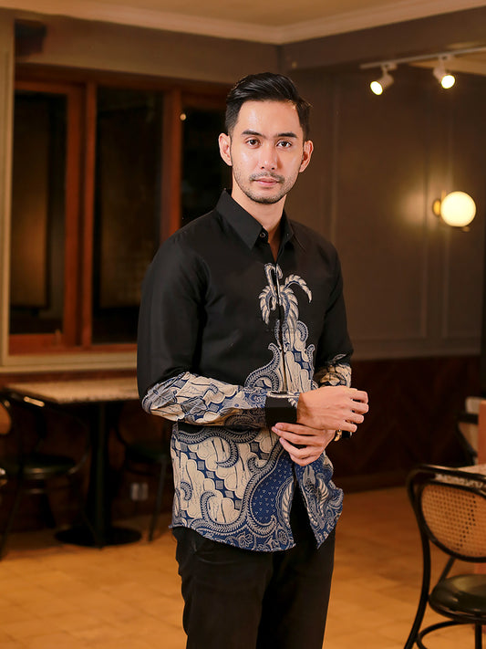 Premium Elegance Ardhana Collection by Lakhsana Batik Long Sleeve Signature Batik Shirt, Men Batik, Batik Shirt, Batik for Men