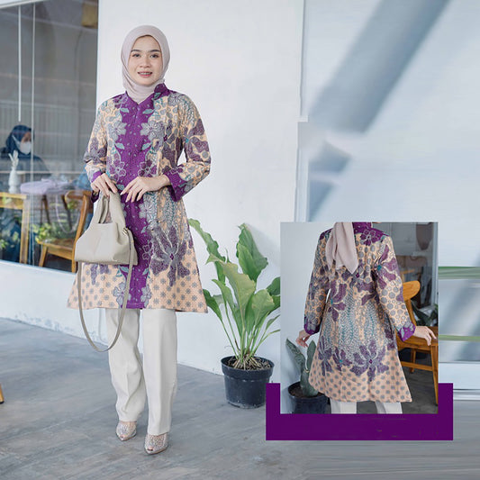 The Majestic Fusion Tunic Adzkia Premium Batik Ruhi Collection, Women Blouse, Women Dress, Batik Dress, Batik Blouse, Blouse For Women