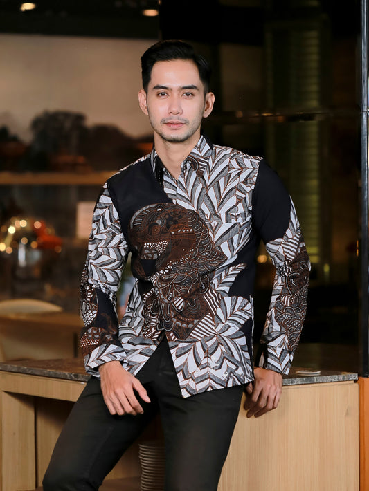 Royal Heritage Arjuna Exquisite Long-Sleeved Premium Batik Shirt by Lakhsana Batik, Men Batik, Batik Shirt, Batik for Men