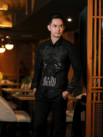 Janardana Timeless Elegance in Lakhsana Batik Long-Sleeve Shirt, Men Batik, Batik Shirt, Batik for Men