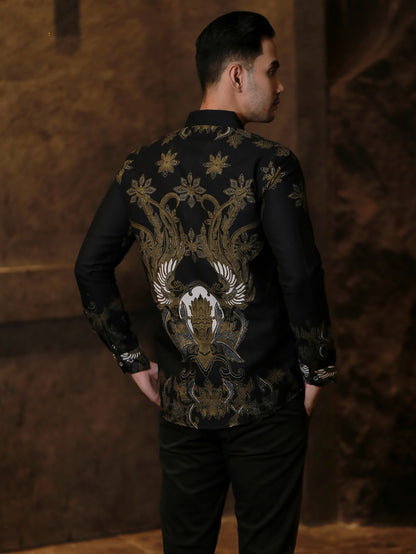 Abimayu I Exquisites Premium Langarm-Batik-Shirt von Lakhsana Batik, Herren-Batik, Batik-Shirt, Batik für Männer 