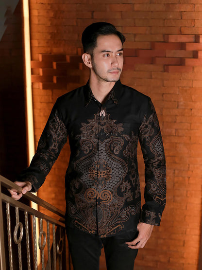 Abinawa I Exquisite Long-Sleeved Batik Shirt by Lakhsana Batik, Men Batik, Batik Shirt, Batik for Men